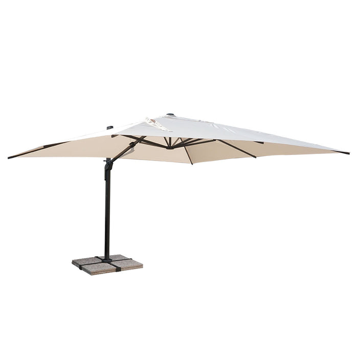 Ombrellone Decentrato da Giardino 4x4m in Alluminio Panna