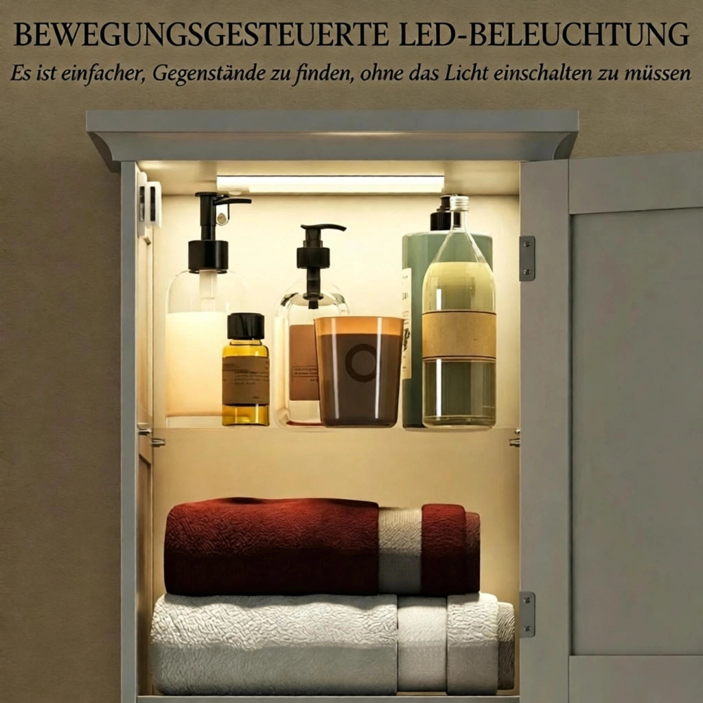 ARMADIO COLONNA BAGNO 40x30x170 cm Bianco in MDF con LED, 2 ante e cassetto
