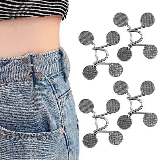 4 pezzi di clip di rinforzo per vita, clip per vita con bottoni, bottoni per vita con cintura, fermagamma per vita dei jeans per un aspetto più sottile (acciaio inox)