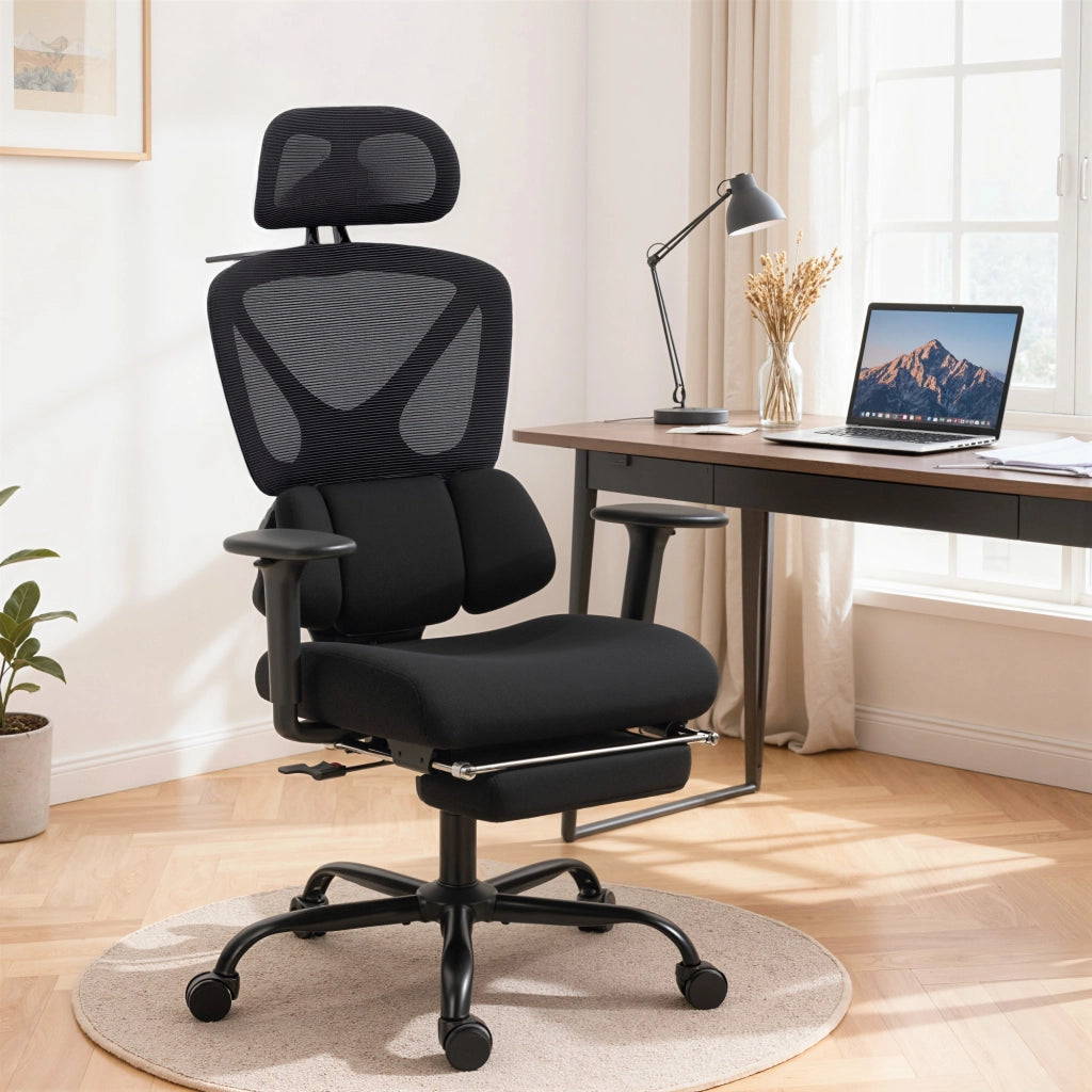 Sedia da Ufficio Ergonomica con Schienale Rete e Supporto Lombare ¨C Zephmum ¨C Grigio