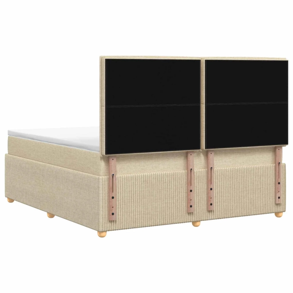 Letto Box Spring LED con Materasso Crema 140 x 190 cm Tessuto 3455851
