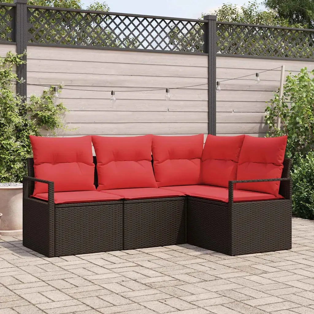 Set di divani 4 pcs Marrone polyrattan