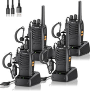 Walkietalkie oplaadbaar migliorato con ampio raggio 16 canali - LED torcia - Caricatore da tavolo - Auricolari - 4 pezzi