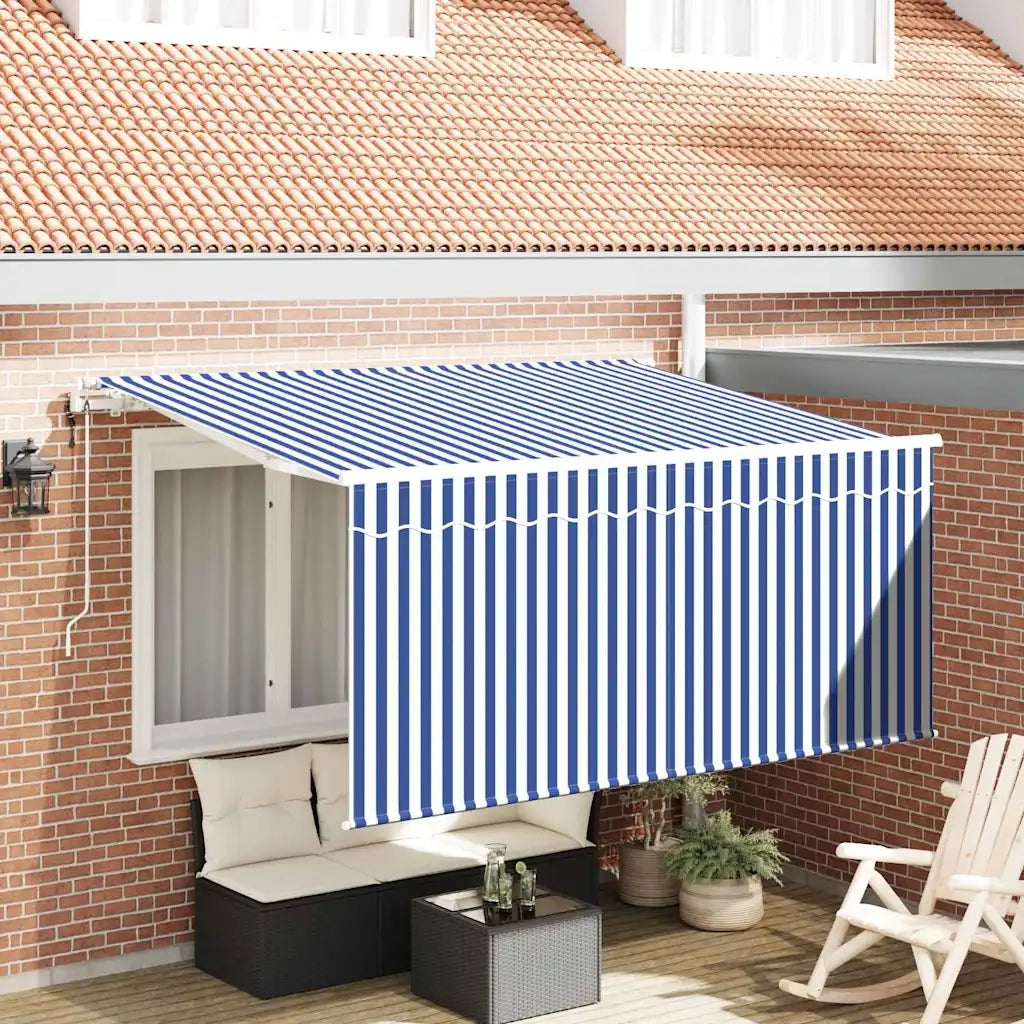Tenda da Sole | Tenda Retrattile Blu e Bianco 300 x 200 cm