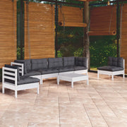 Set Divani da Giardino 7 pz con Cuscini in Massello di Pino cod mxl 44396