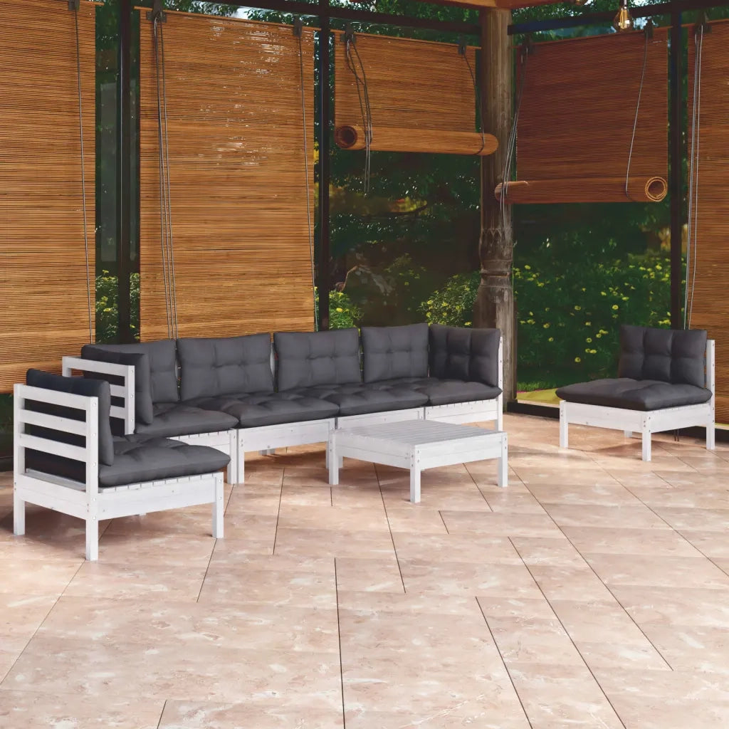 Set Divani da Giardino 7 pz con Cuscini in Massello di Pino cod mxl 44396