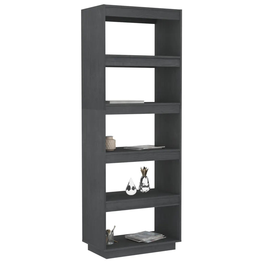 Libreria/Divisorio Grigio 60x35x167cm in Legno Massello di Pino 810876