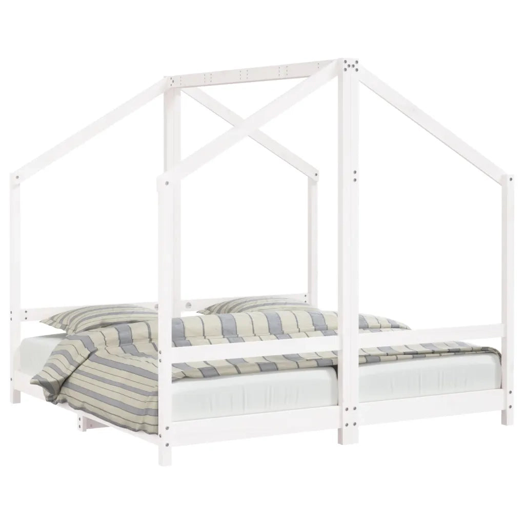Giroletto per Bambini-Struttura Letto Bambini Bianco 2x(80x160)cm Legno Massello Pino