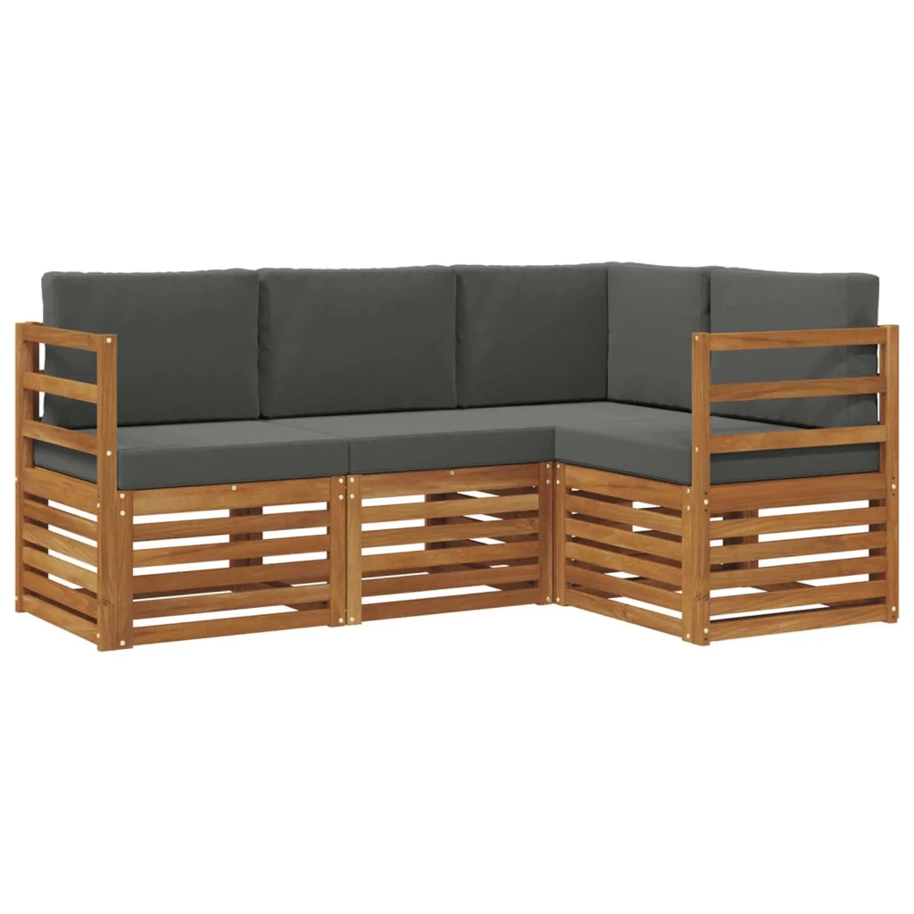Set divani 4 pcs Naturale e Antracite Legno di Acacia Massello