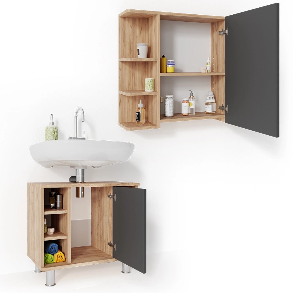 Vicco Set mobili bagno Rovere 2 parti