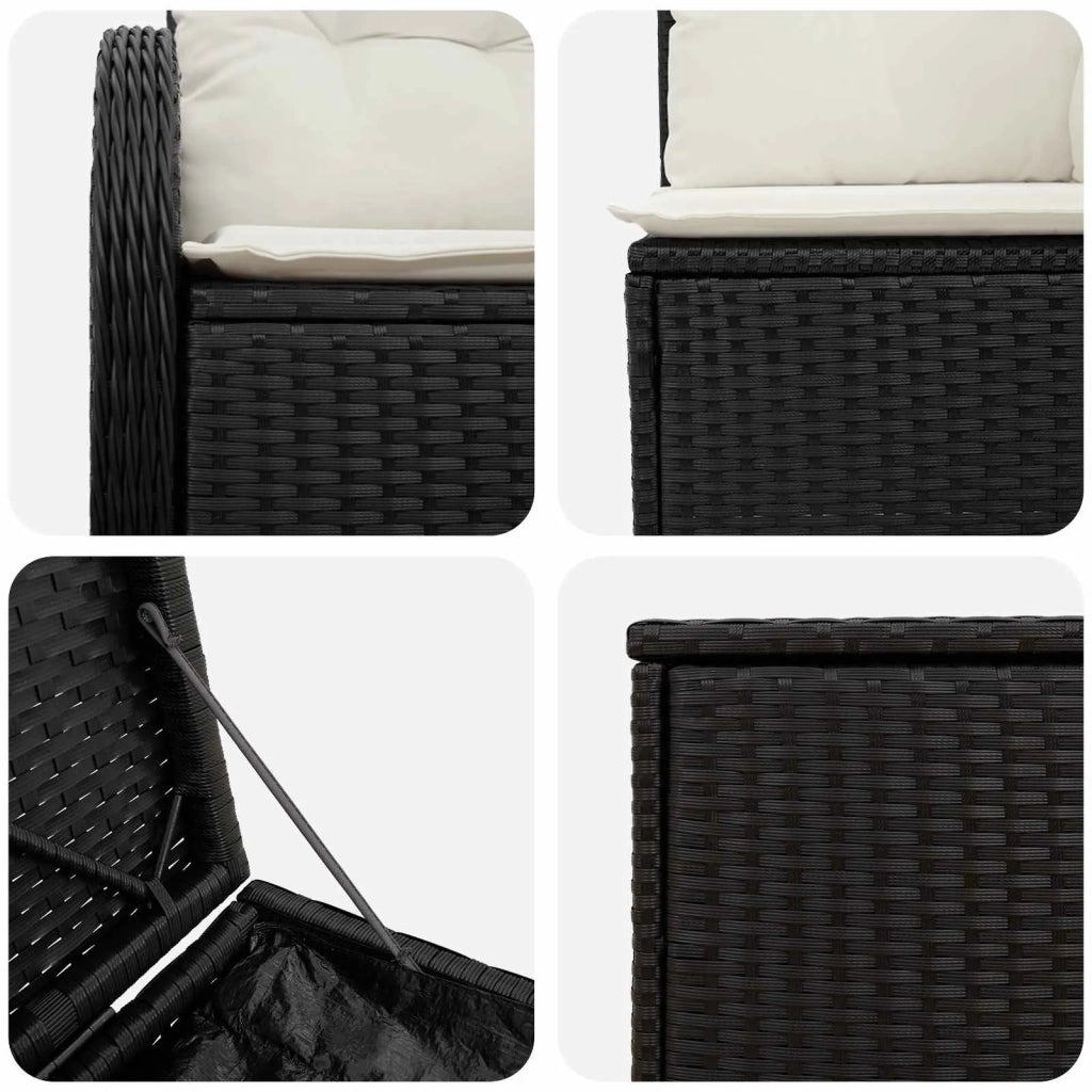 Set di divani 5 pz Nero e Bianco Crema 3447749