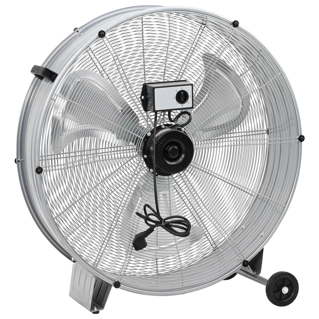 Ventilatore a tamburo  con ruote, 3 velocitÃ , argento, ?77 cm