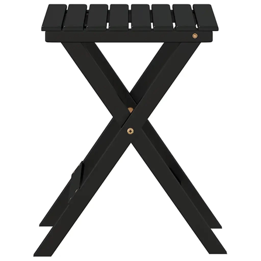 Tavolino da Giardino | Tavolino Laterale Pieghevole Nero in Legno Massello di Pioppo