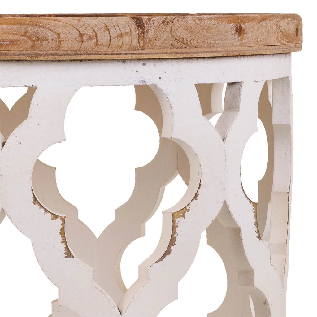 Tavolino in legno intagliato bianco 50x50x56h