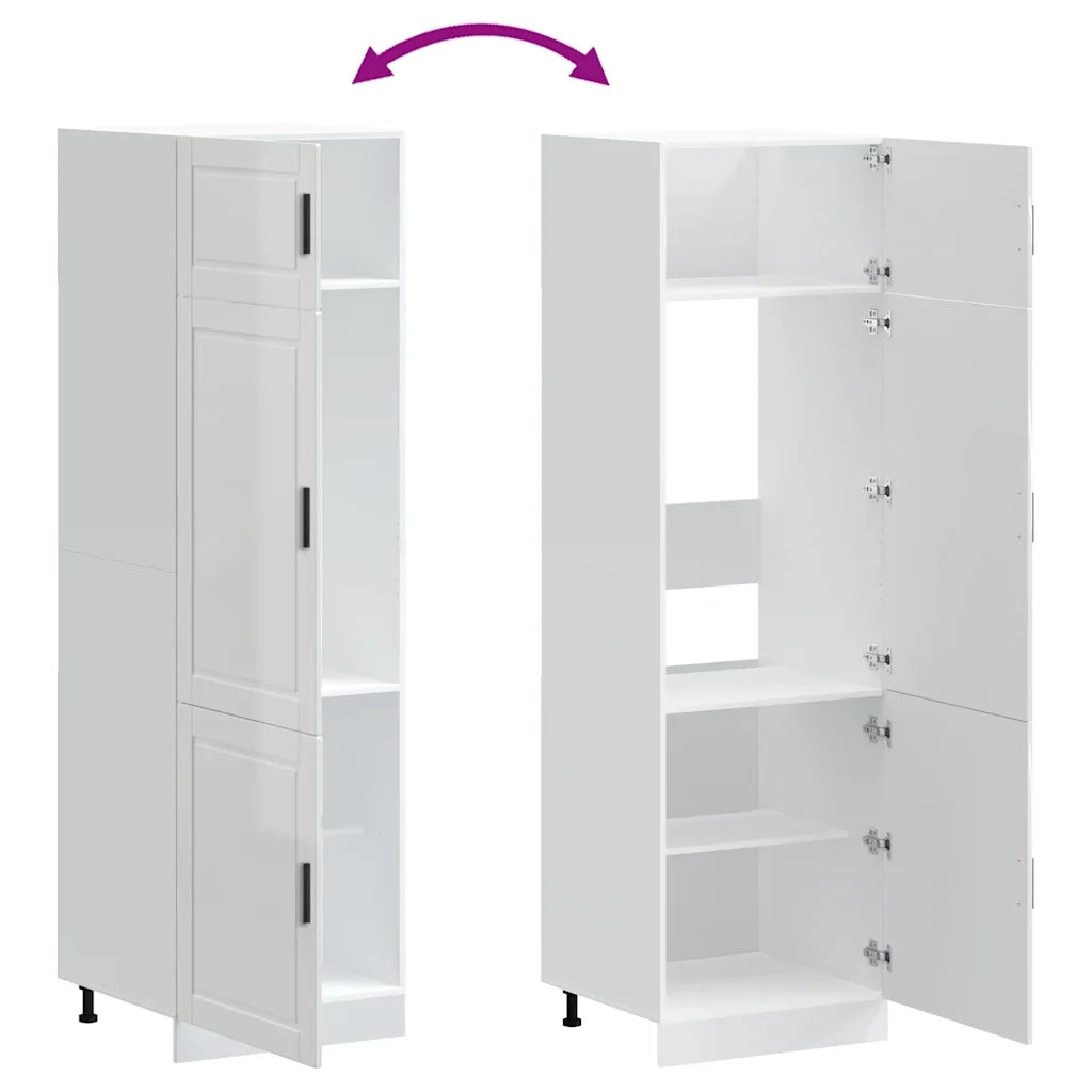 Armadio da Cucina-Credenza da Cucina Porto Bianco Lucido in Legno Multistrato