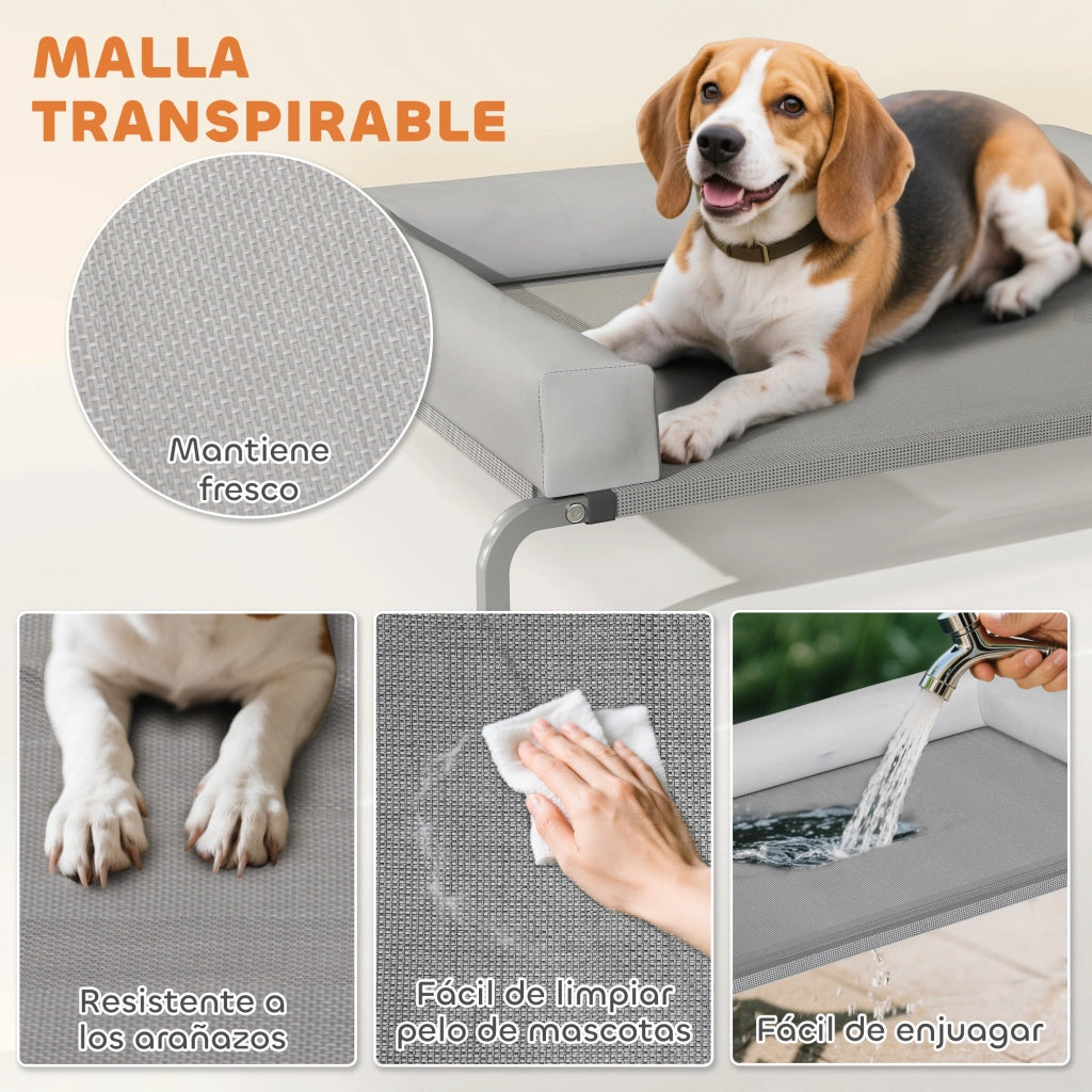 Lettino Rialzato per Cani ¨C Xylo ¨C Rete Traspirante Acciaio Grigio 110x75x30 cm