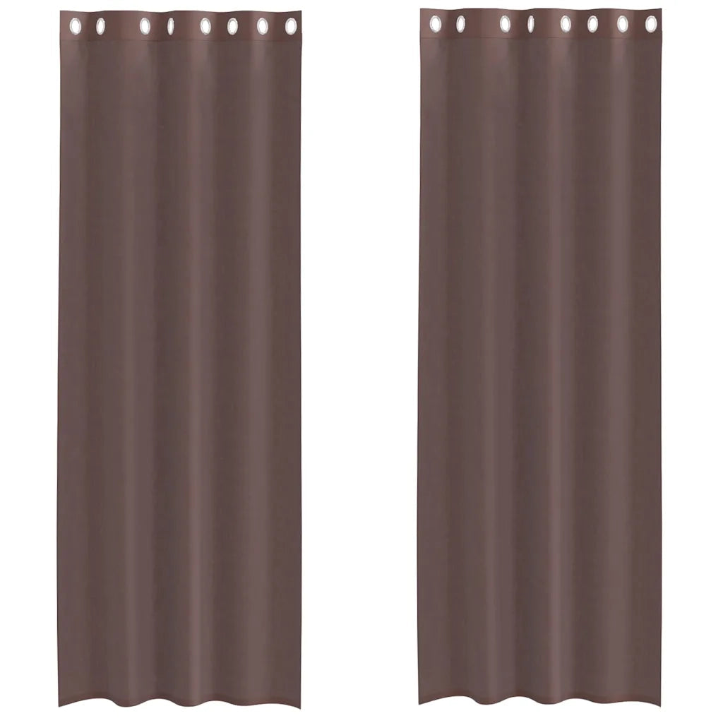 Tende in Voile con Occhielli 2 pz Marrone 140x260 cm
