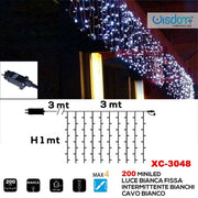 Trade Shop - Tenda Luminosa Natalizia 200led Luce Bianca Fissa + Bianca Intermittente Xc-3048 -