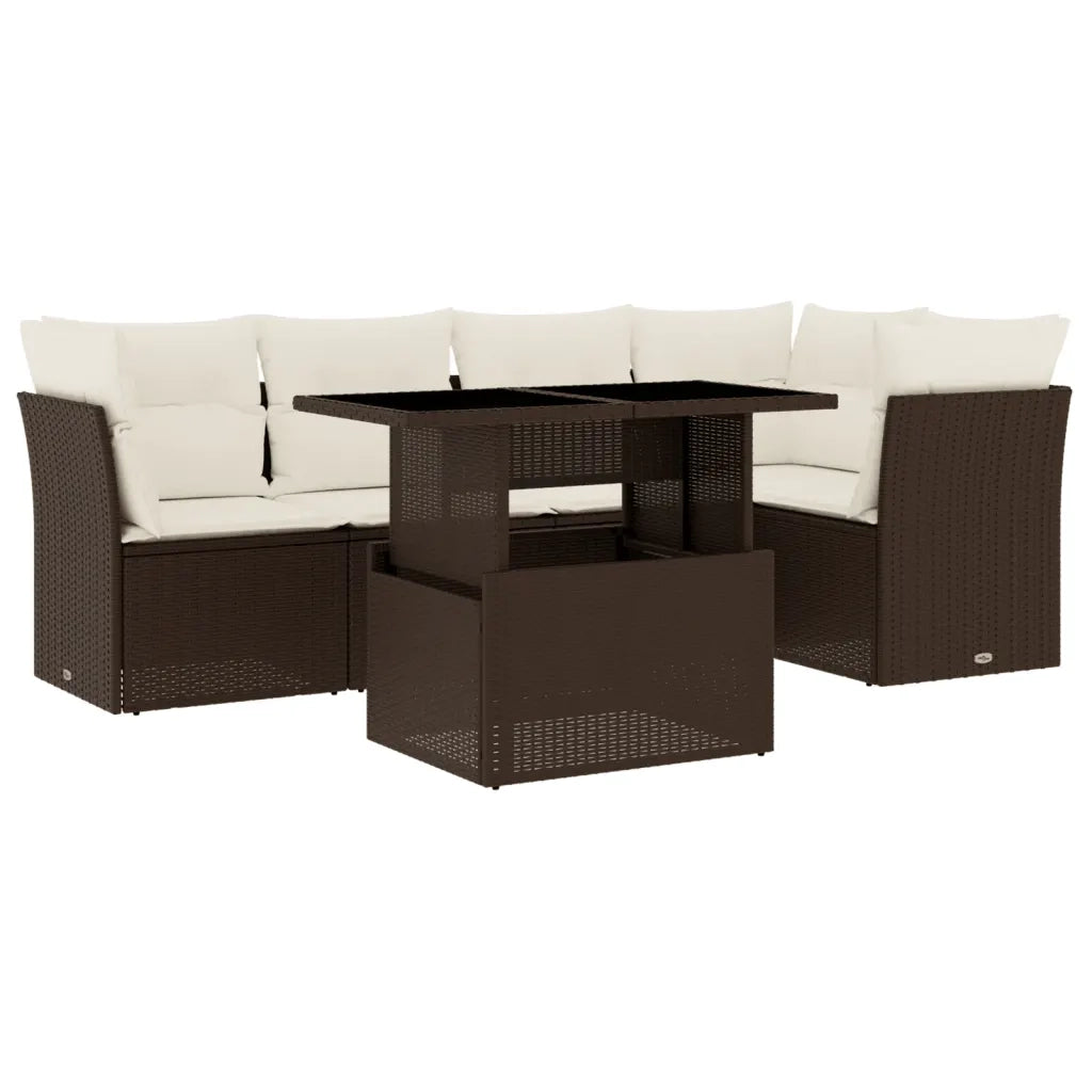 vidaXL Set Divano da Giardino 6 pz con Cuscini Marrone in Polyrattan