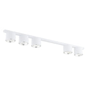Plafoniera Moderna 5 Luci Faretti Ptah In Acciaio Bianco