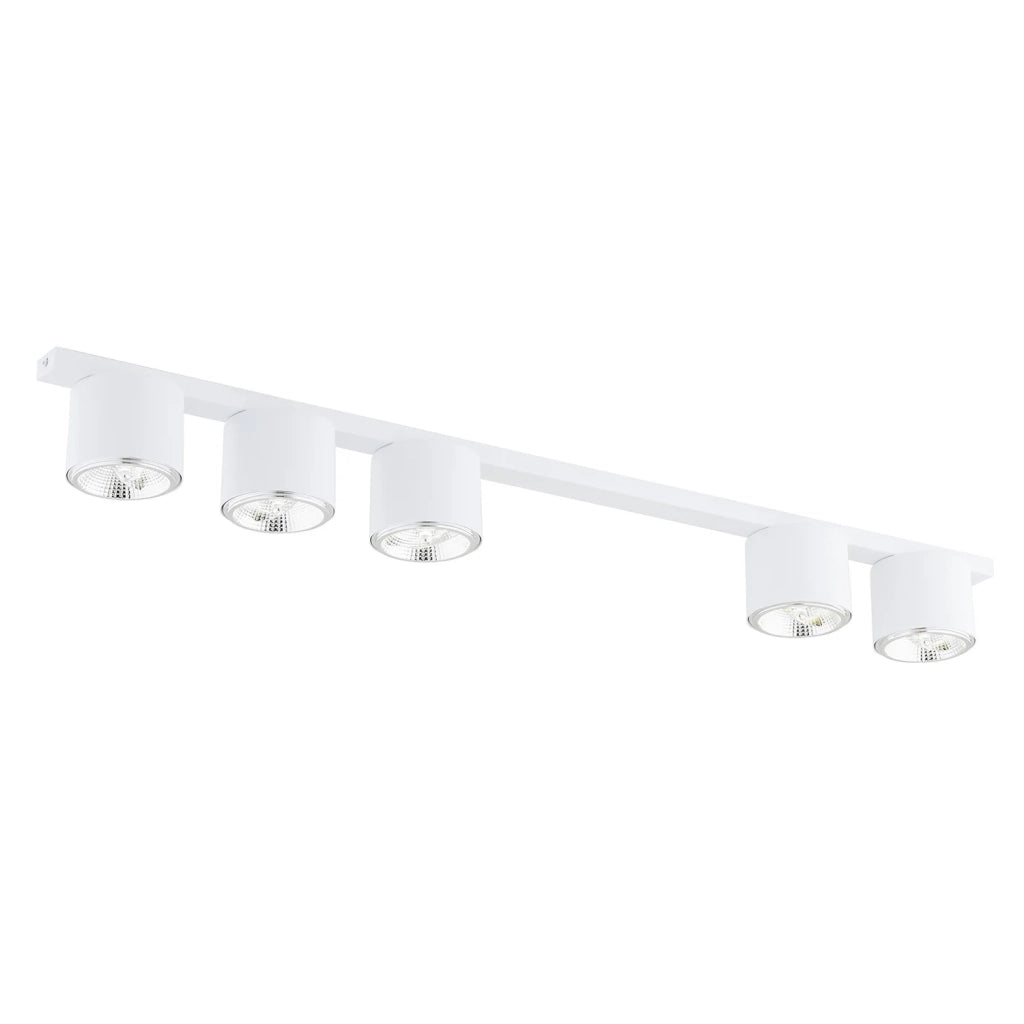 Plafoniera Moderna 5 Luci Faretti Ptah In Acciaio Bianco