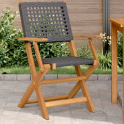 Sedie Pieghevoli 2 pz Nere Legno Massello Acacia e Polyrattan 367663
