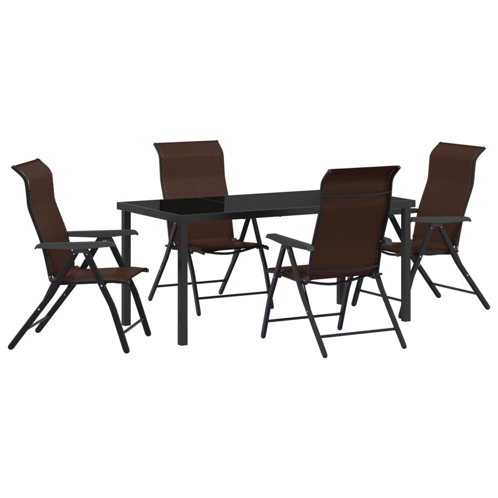 Set da Pranzo da Giardino 5 Pezzi Marrone Rattan Polimero