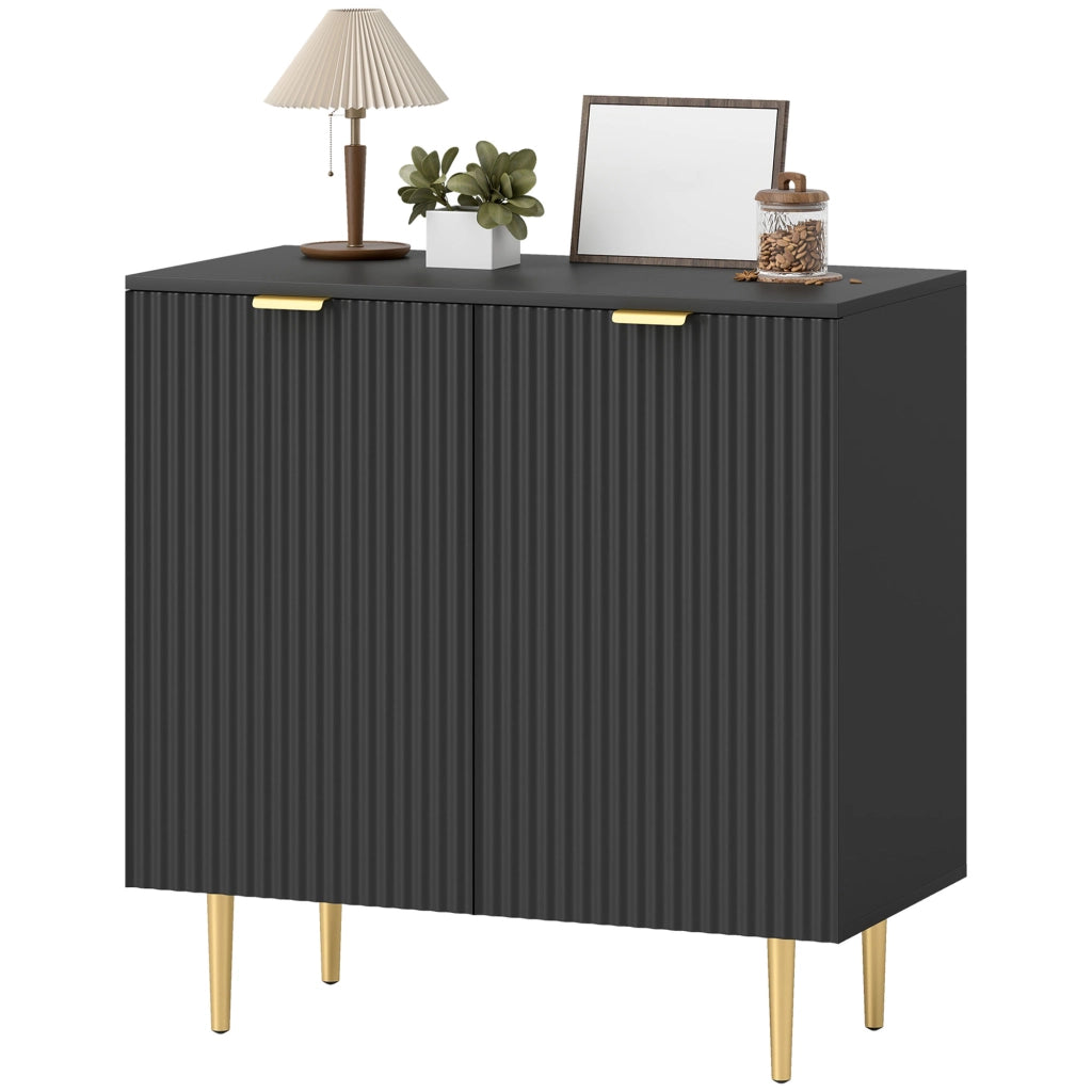 Credenza con 2 Ante e Ripiano ¨C Xylo ¨C Nero Metallo 80x40x80 cm
