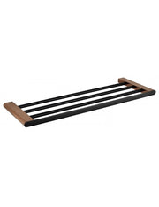 Mensola porta asciugamani GALLA in ottone nero e oro 60 x20 x2 cm