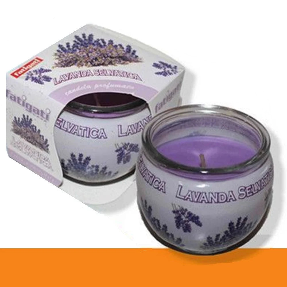 Trade Shop - Set 12pz Candela In Vasetto Vetro Profumo Lavanda Selvatica Ambiente Decorativo 382255 -
