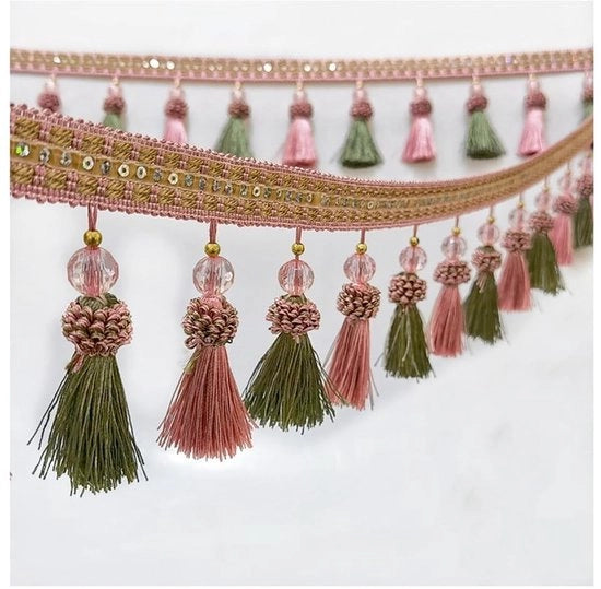 Franjelint decorativo 2 m - Spazzole 9 cm - Cordoncino/Frangetta - Boord decorativo - Accessori per cucito - Banda di alta qualità in poliestere - Cordoncino con spazzole