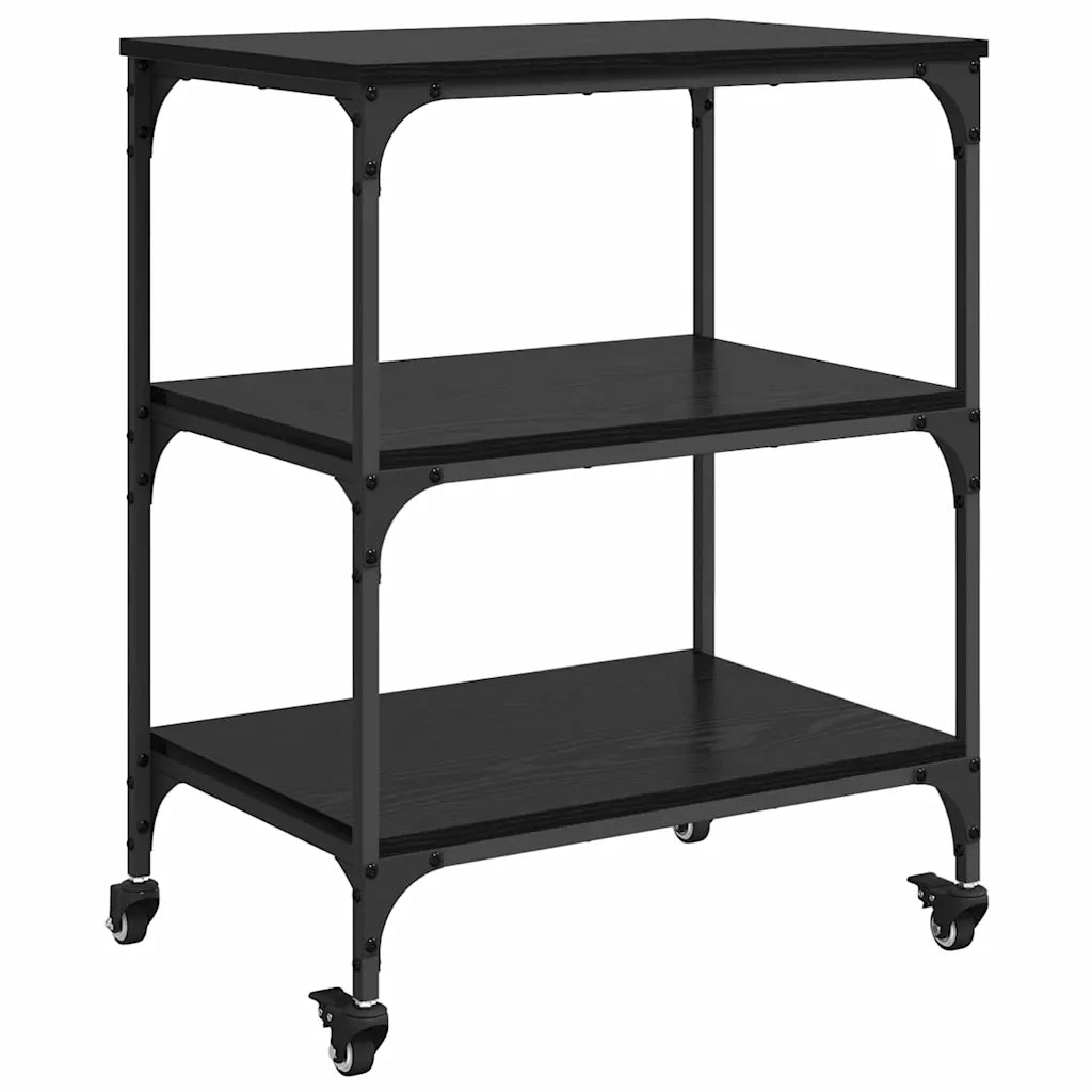 Carrello da Cucina Rovere Nero 60 x 41 x 76 cm CFW1436565