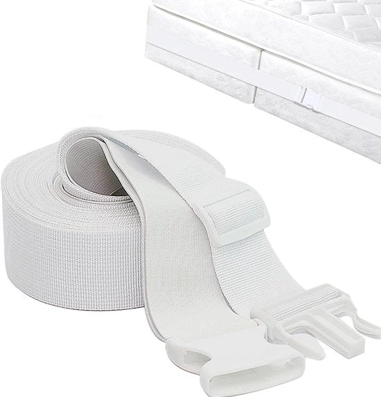 Snelsluiting perfeitamente adattabile per letto matrimoniale, con cintura elastica regolabile, antiscivolo all'aperto, bianca, per camera da letto e camera da letto