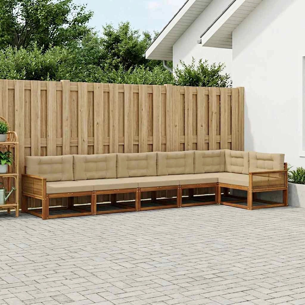 Set di divani da esterno 6 pz Naturale e Beige 3382611