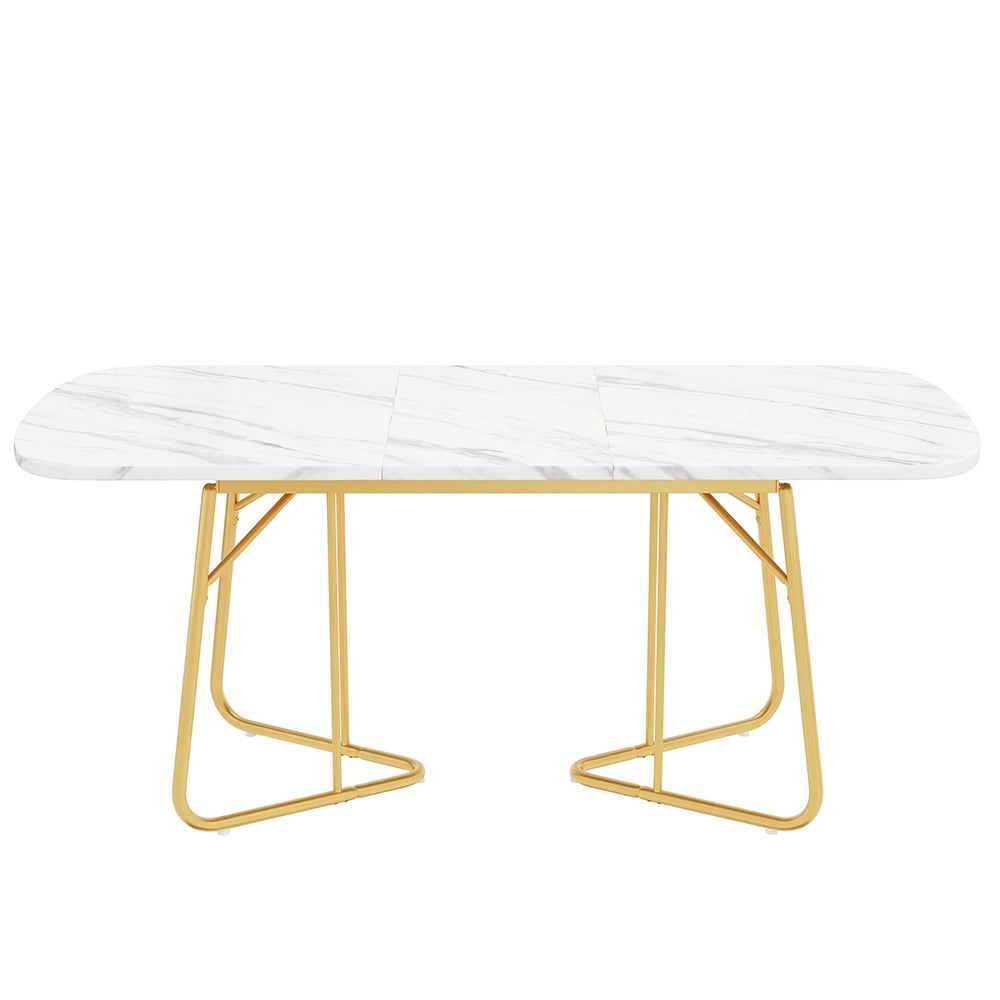Tavolo da pranzo per 4-6 persone - Xylo - 180x80 cm - Marmo bianco e oro