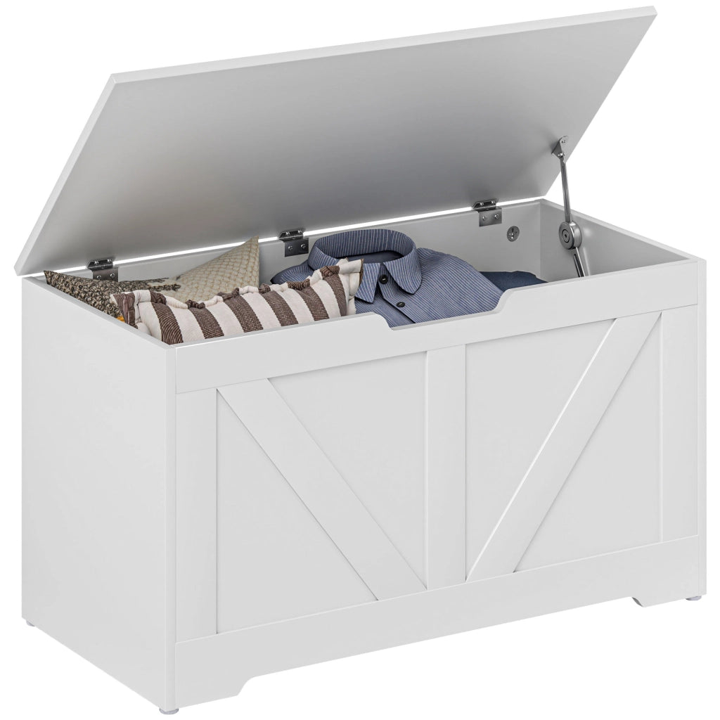 Pouf Contenitore con Coperchio ¨C Zephmum ¨C Bianco 80x40x45 cm