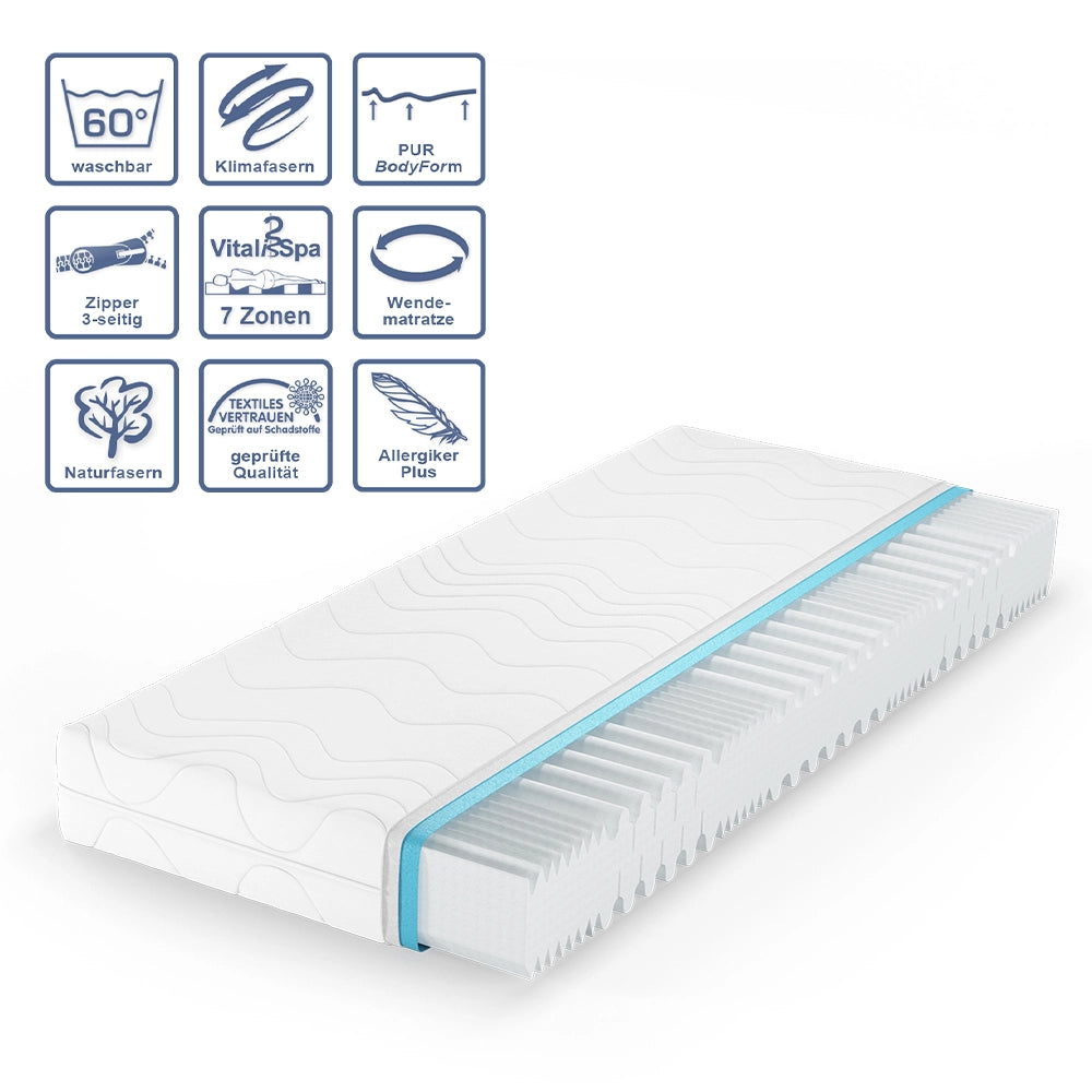 Vitalispa Materasso in schiuma fredda Bianco 90 x 200 cm 20 cm di altezza