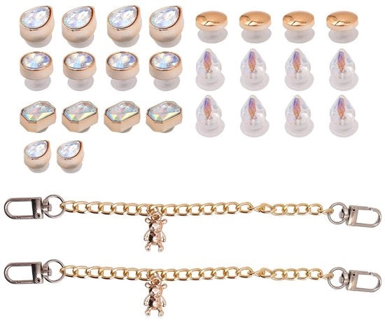 Accessori per scarpe Charms 26 pezzi - Diamanti in cristallo lussuosi - Catene - Decorazione per scarpe - Accessori - Materiale di alta qualità Kunststof/Rubber