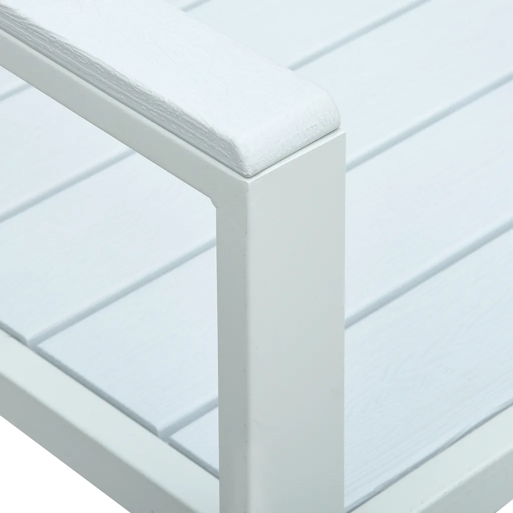 Panchina da Giardino 120 cm in HDPE Bianca con Aspetto Legno