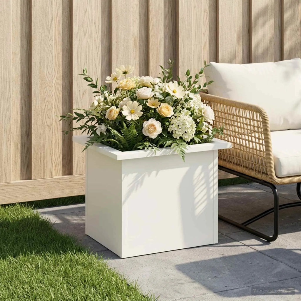 Fioriera da giardino con LED Bianco 30 x 40 x 30 cm Acciaio 8008072