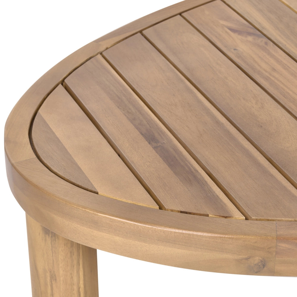 Tavolino da esterno in legno di acacia marrone chiaro, forma ovale, resistente alle intemperie, stile moderno, giardino, patio, terrazza