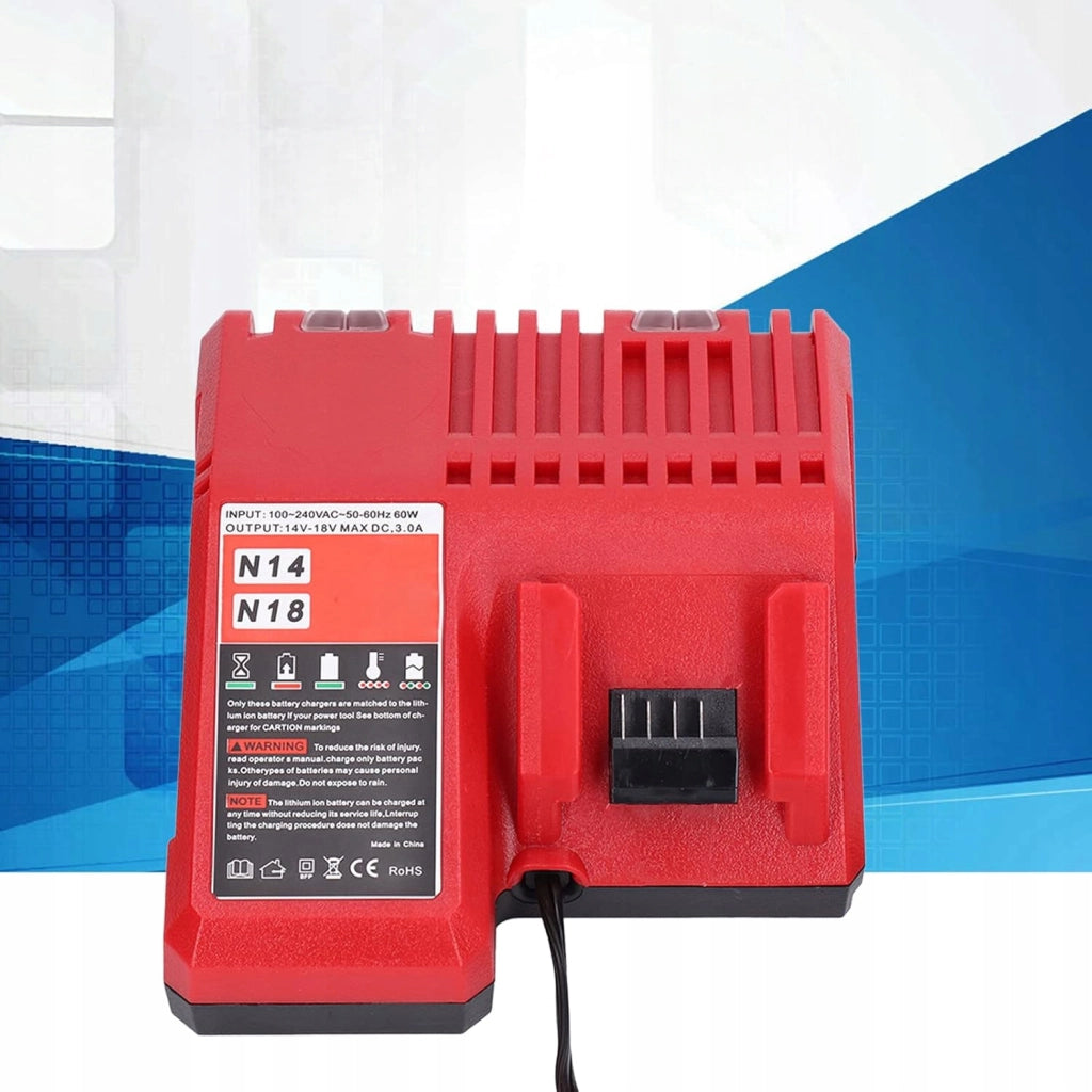 Caricabatterie di Ricambio VoltPlus M12-18FC – Compatibile con Milwaukee M14, M18 | 12V–18V, 3A