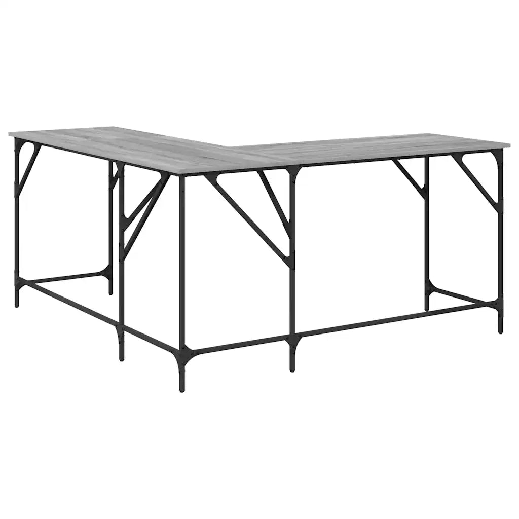 Scrivania Grigio Sonoma 149x149x75 cm in Legno Multistrato 837585
