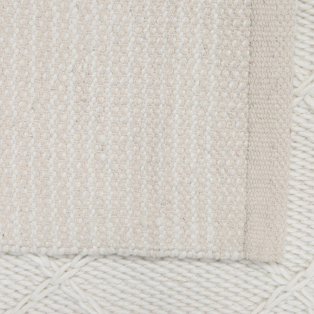 Tappeto tappetino Lana Bianco Sporco con Cotone 160 x 230 cm Rettangolare Intrecciato a Mano Motivo Geometrico Boho
