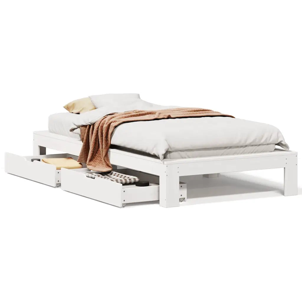 Letto senza Materasso Bianco 90x190 cm in Legno Massello Pino 3309021