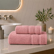 Saleneba, Telo Bagno set di 2 Asciugamano Viso 60x110 cm Asciugamano Ospite 40x60 cm, Rosa
