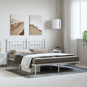 Giroletto con Testiera-Struttura Letto con testiera Metallo Bianco 183x213 cm 930766