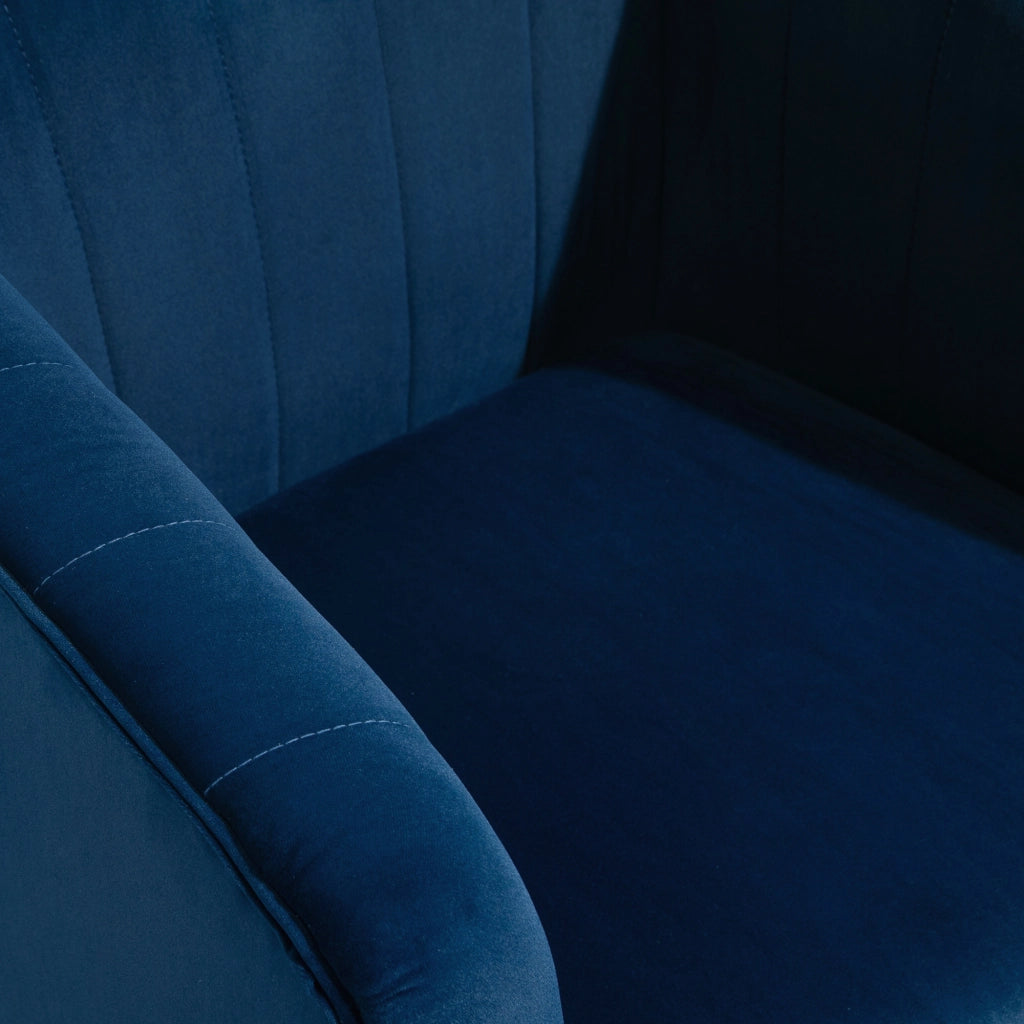 Poltrona ¨C Zephmum ¨C Velluto Blu, Gambe Legno, 70.5x70x76cm