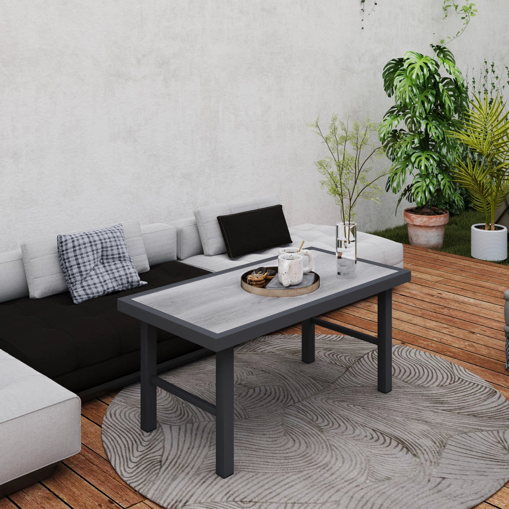 Tavolino da giardino rettangolare ¨C zephmum ¨C nero, metallo, 100x52x46 cm