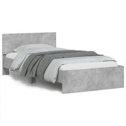 Giroletto con Testiera e LED Grigio Cemento 100x200 cm 838802